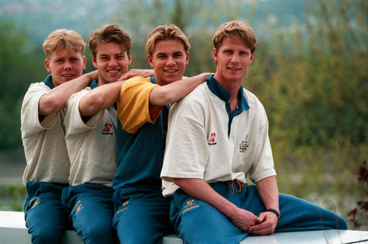  Fyra halmstadsspelare i truppen, fr. v Robert Andersson, Niklas Gudmundsson, Niclas Alexandersson och Jesper Mattsson.
