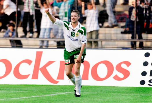  Dan Sahlin, Hammarby jublar efter sitt mål.