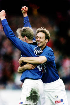 Torbjörn Arvidsson och Anders Nilsson, Halmstad jublar