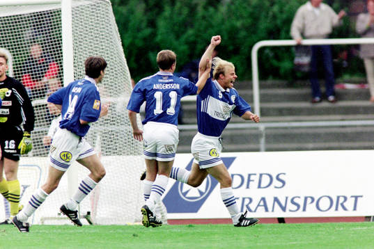  Andreas Hermansson, Trelleborg jublar efter mål.