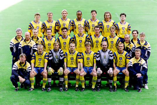 Bakre raden fr. v Jesper Blomqvist, Roland Nilsson, Andreas