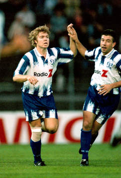  Tomas Brolin gjorde comeback i FC Zürich och jublar här