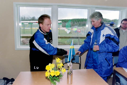  Lars-Olof Mattsson, tränare i Ljungskile och norrköpings tränare Colin Toal.