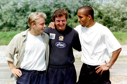 Anders Andersson, Roy Hodgson, tränare och Martin Dahlin,