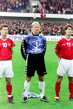  Michael Laudrup, Peter Schmeichel, målvakt och Brian Laudrup, Danmark.