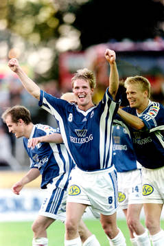  Patrik Olsson, Trelleborg jublar efter mål.