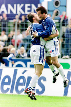 Peter Vougt och Fredrik Ljungberg, Halmstad jublar